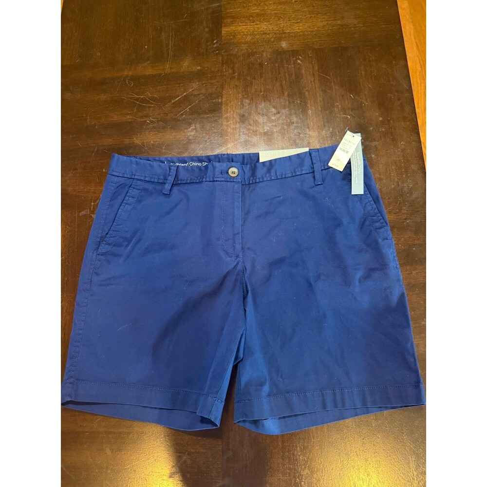 Talbots Girlfriend Chino Shorts Blue Solid Flat Front Women's Size 10 7"
